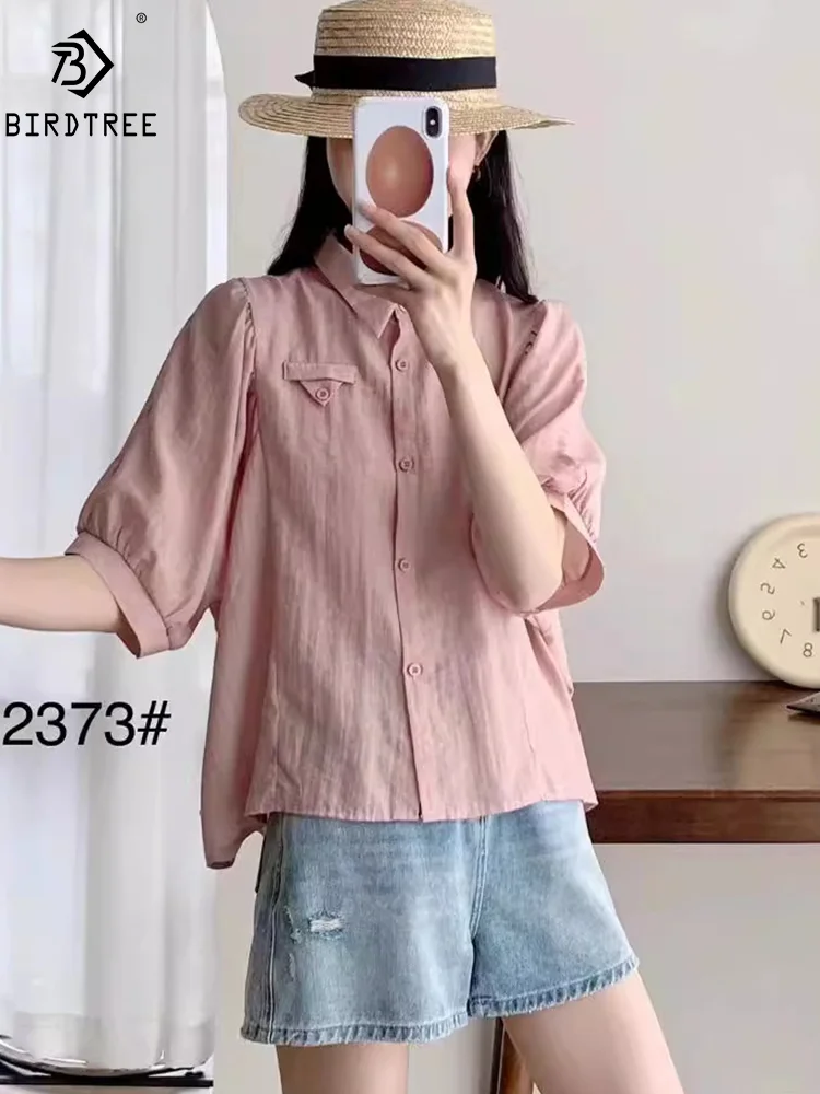 

New Spring Cotton Casual Fashion Shirt Women Short Sleeve Lapel Top Girl Loose Sweet Designed OL Blouses 2024 Summer T456126QM