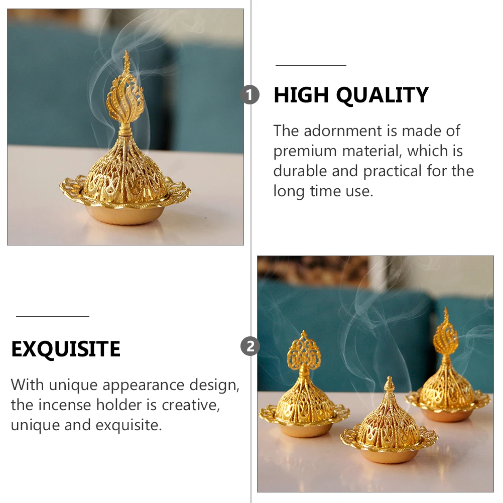 

Metal Incense Burner Decorative Censer Holder Home Office Adornment Desktop Child Practical Long Use Simple Structure