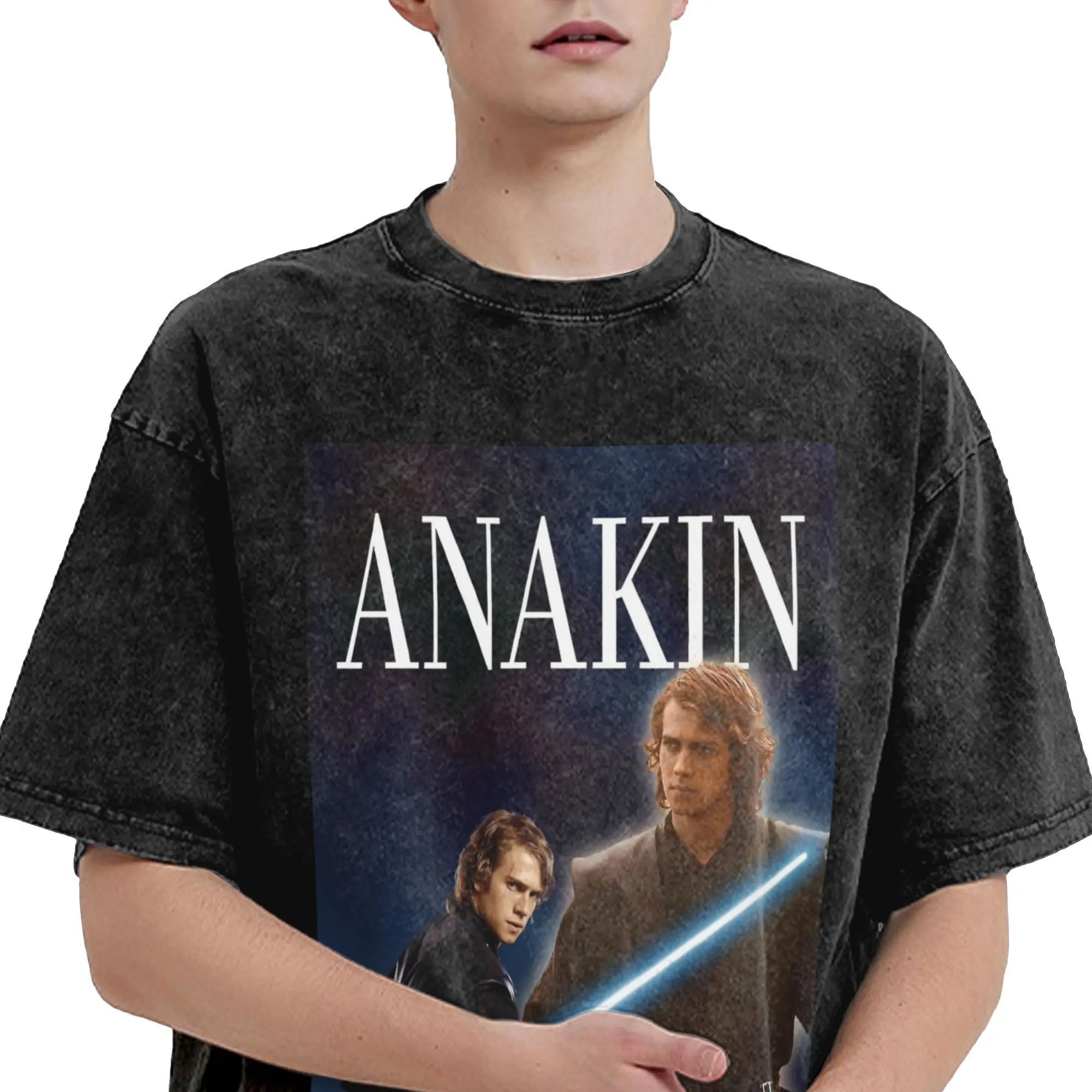 المختار واحد أنكين سكاي ووكر جيدي تي شيرت الرجال خمر 100% القطن تي شيرت طاقم الرقبة قصيرة الأكمام تي شيرت ملابس كبيرة الحجم