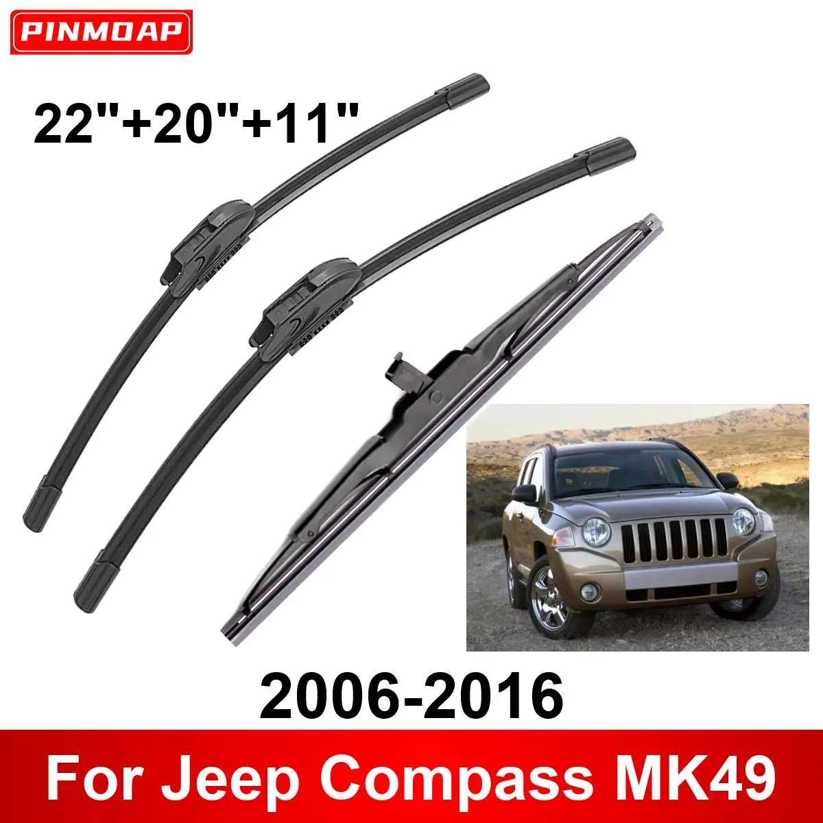 

1/2/3/4/6PCS Car Wiper For Jeep Compass MK49 2006-2016 Front Rear Wiper Blades Brushes Cutter Auto Accessories 2013 2014 2015