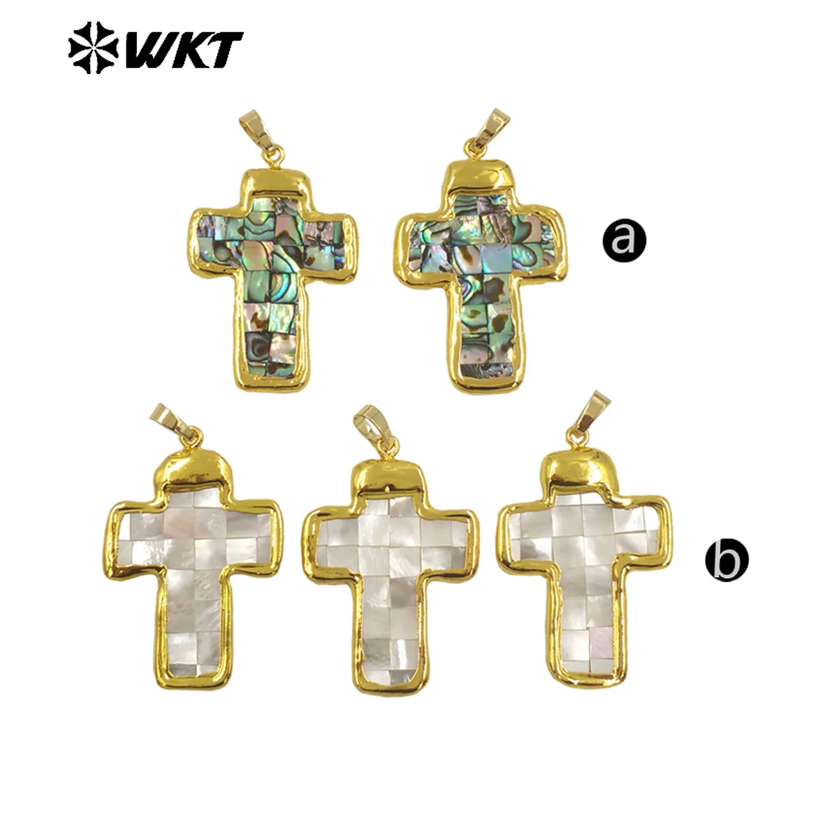 

Кулон WT-JP407 из белого перламутра в форме креста с позолотой для повседневного ношения и подарка друзьям