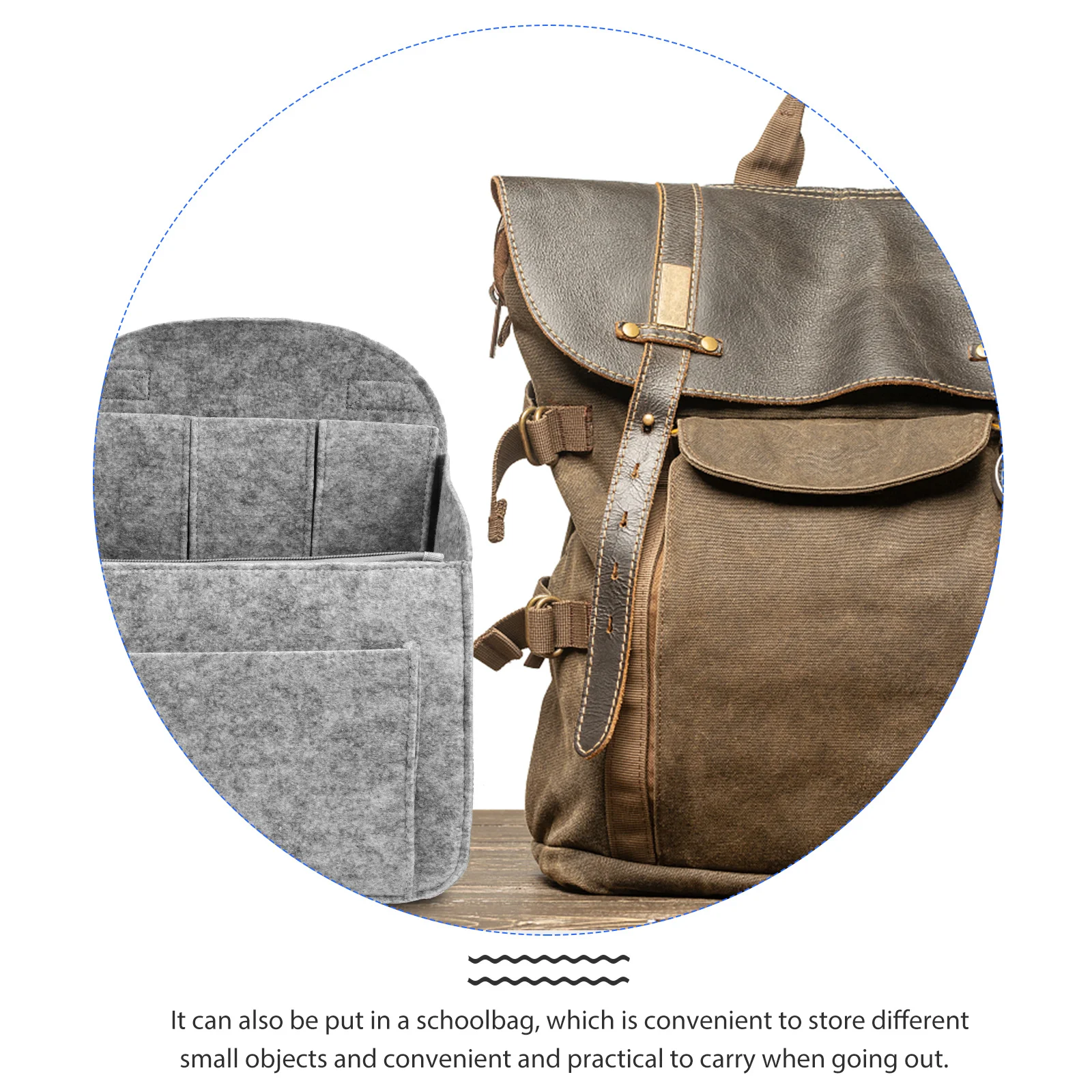 

1 pc Large Capacity Felt Storage Bag Light Grey L Portable Organizer For Phone Power Bank Cosmetics Travel Multipurpose Pouch