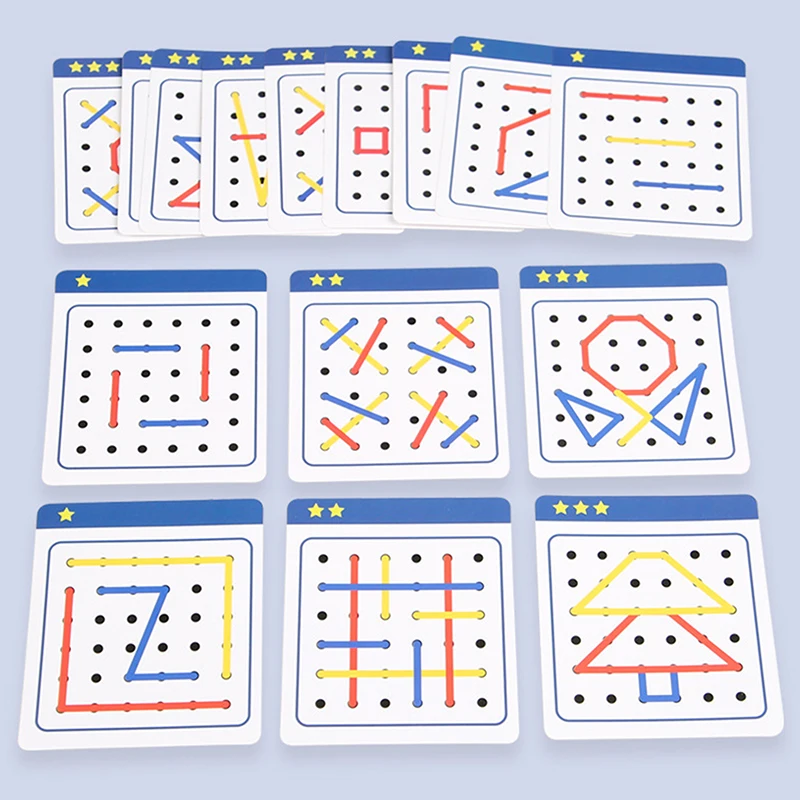 Houten Montessori Leermiddel Geometrie Touw Threading Games Kinderen Vroeg Onderwijs Denken Trainingsbord Educatief Speelgoed