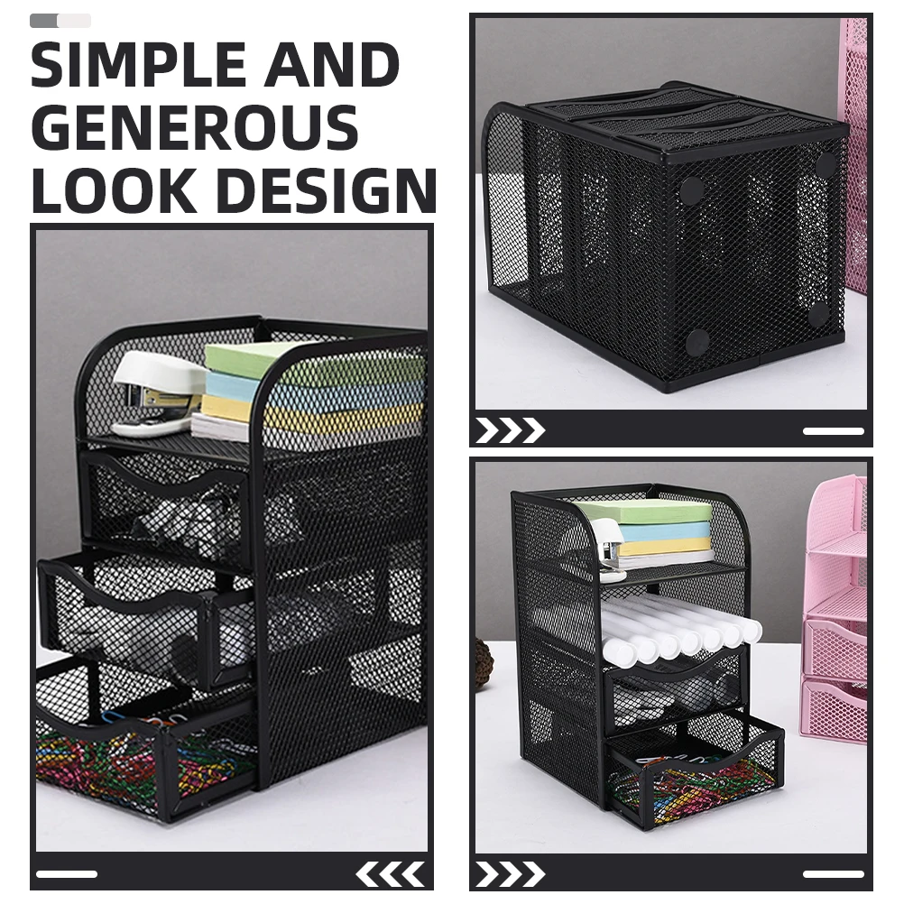 

3 Layer Desktop Drawer Organizer Iron Storage Box for Office Supplies Sturdy Document Holder Classroom Home Dormitory Use Small