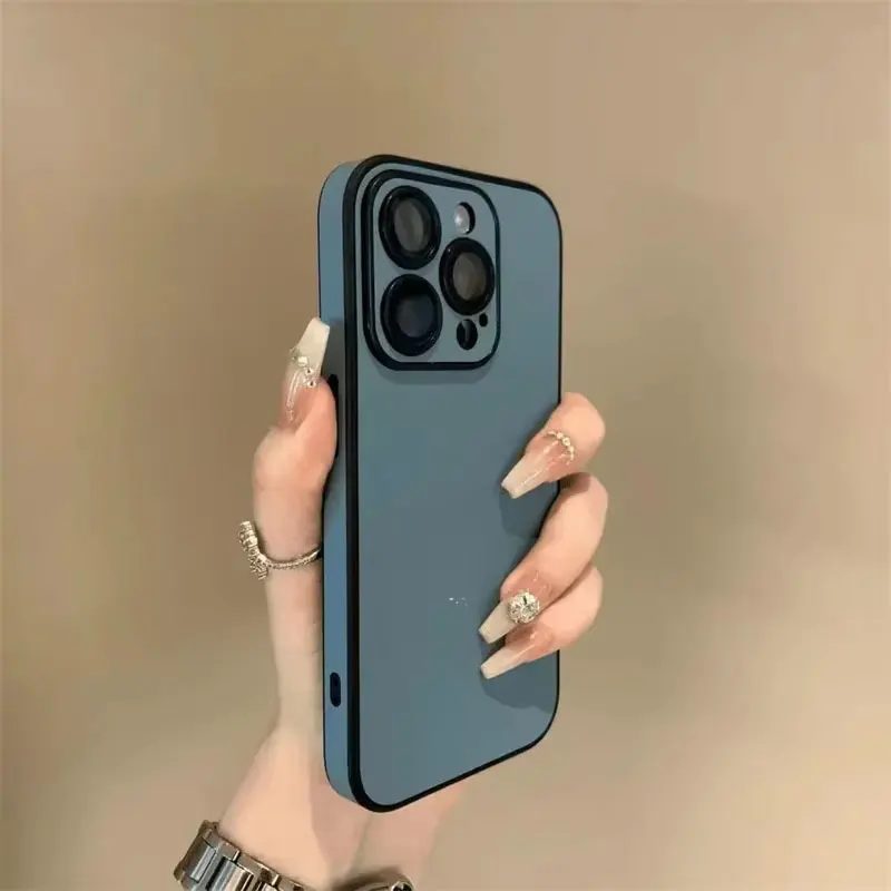 Luxuriöse Handyhülle aus mattem Cortex-Leder für iPhone 11, 12, 13, 14, 15, 16, Pro Max Plus, Linsenschutz, stoßfeste Stoßstangenhüllen – Detail 7