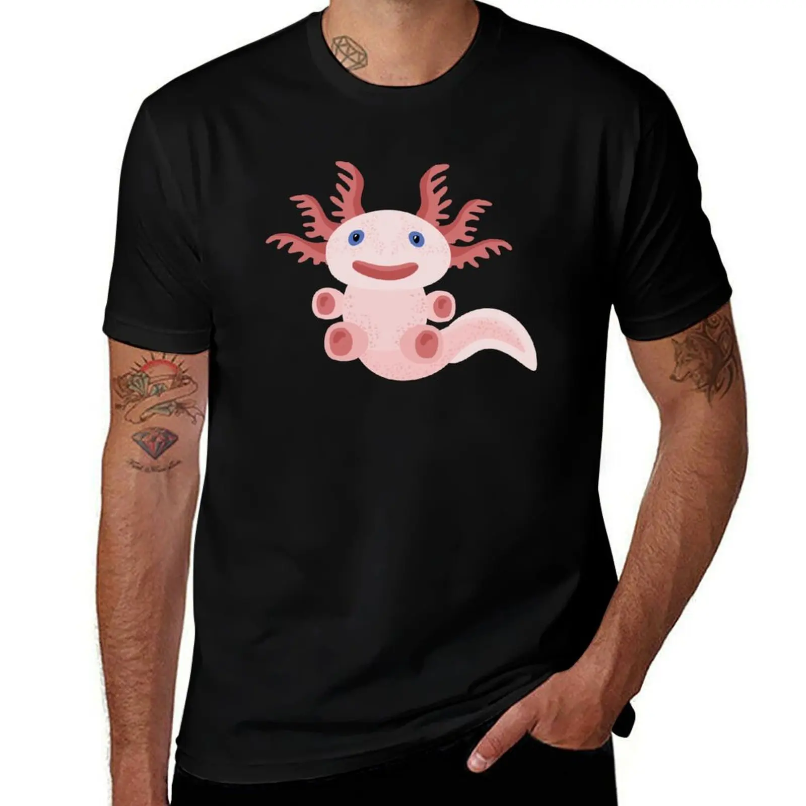 

Axolotl on Black Background T-Shirt man t shirt cotton high quality man t shirts cotton T-Shirt