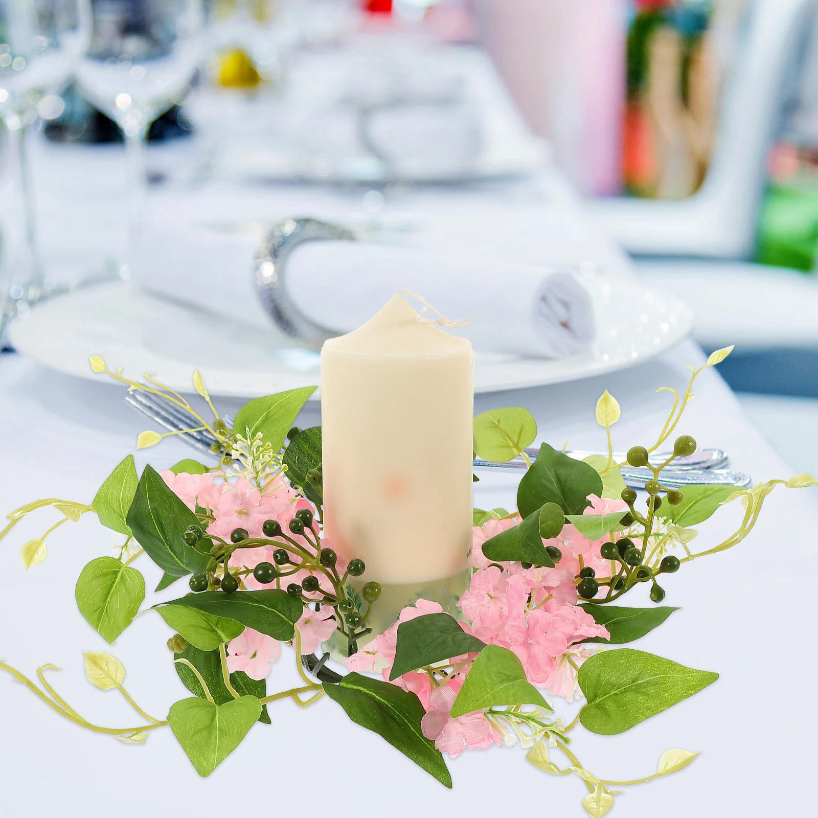 

1pc Artificial Flower Decoration Ring Wreath For Wedding Party Table Wall Door Hanging Holiday Christmas Winter Floral