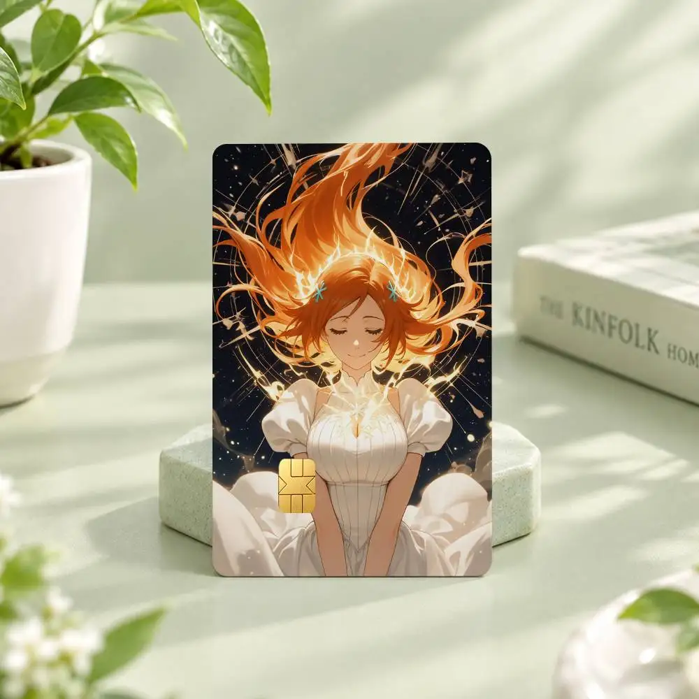 Cute BLEACH O-Orihime I-Inoue Anime 1Set 4Pcs Card Skin Stickers, Waterproof Decorative Film for Credit Debit Bank Bus IC Cards view 6