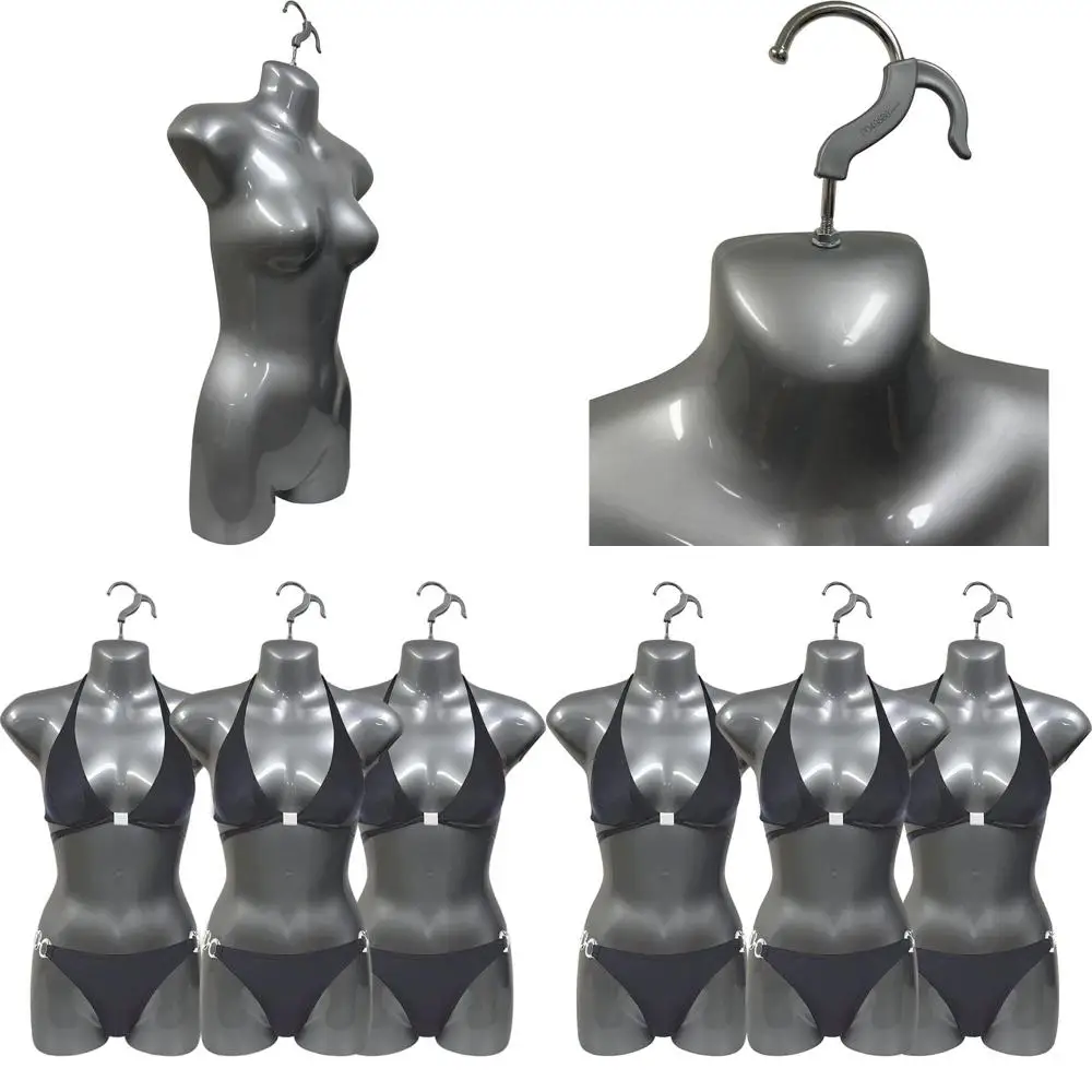 

Stackable Silver Male Mannequin Set of 3 for S-M Clothing, with Hollow Back and Hanging Hook for Display