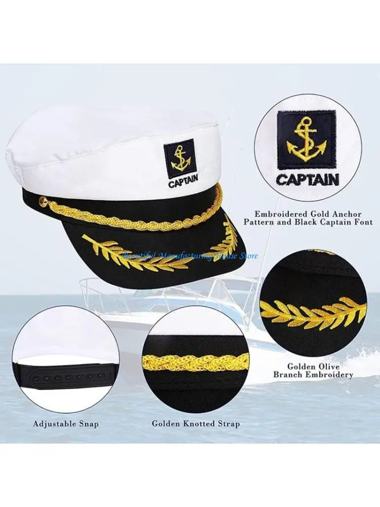 

E56A Sailor Hat Yacht Captain Hat Sailor Cap Sailor Captain Costume Marine Hat