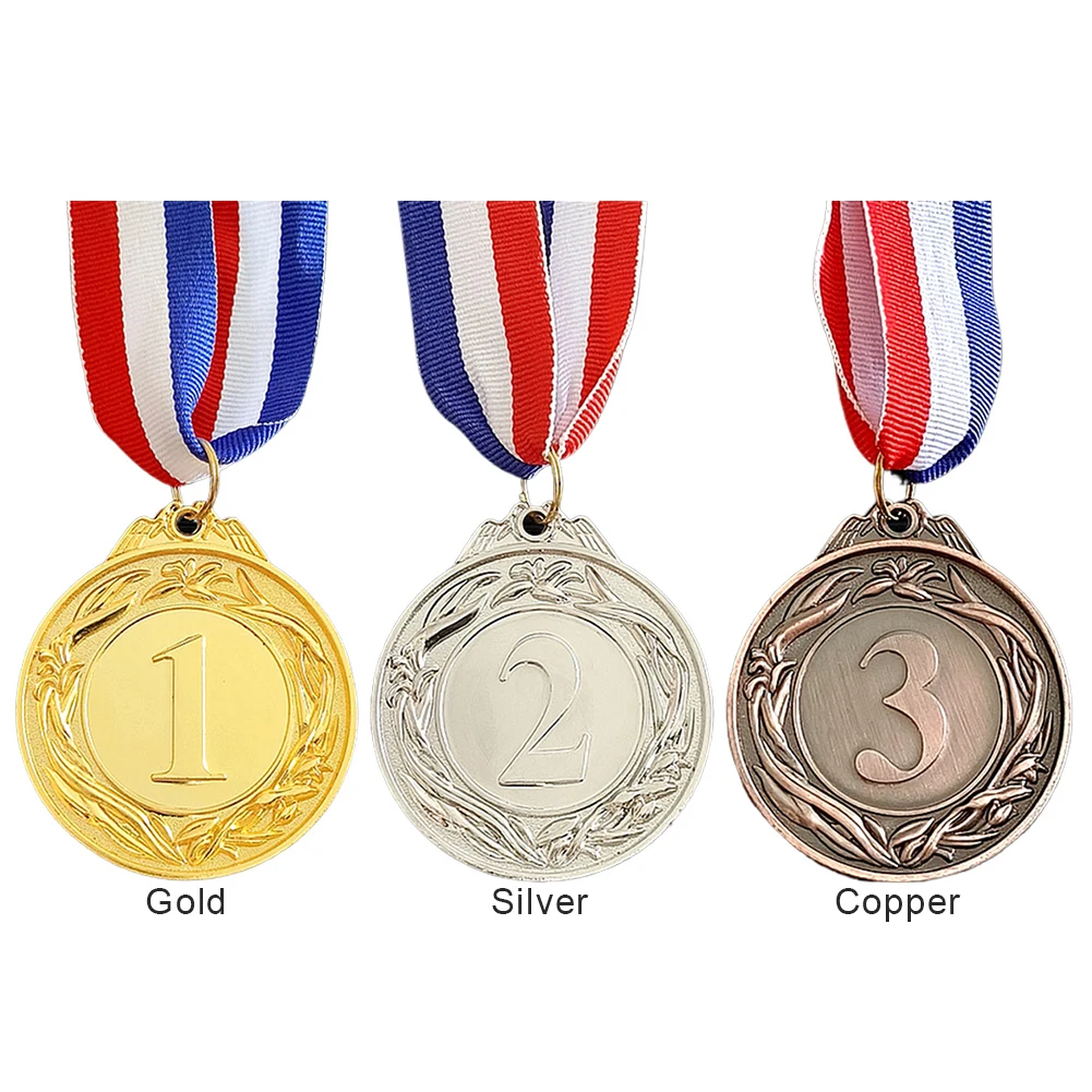 5 cm goud/zilver/brons medaille sportbeloningen met neklint metalen winnaarmedailles wedstrijdmedailles voor talentenshow feestrace