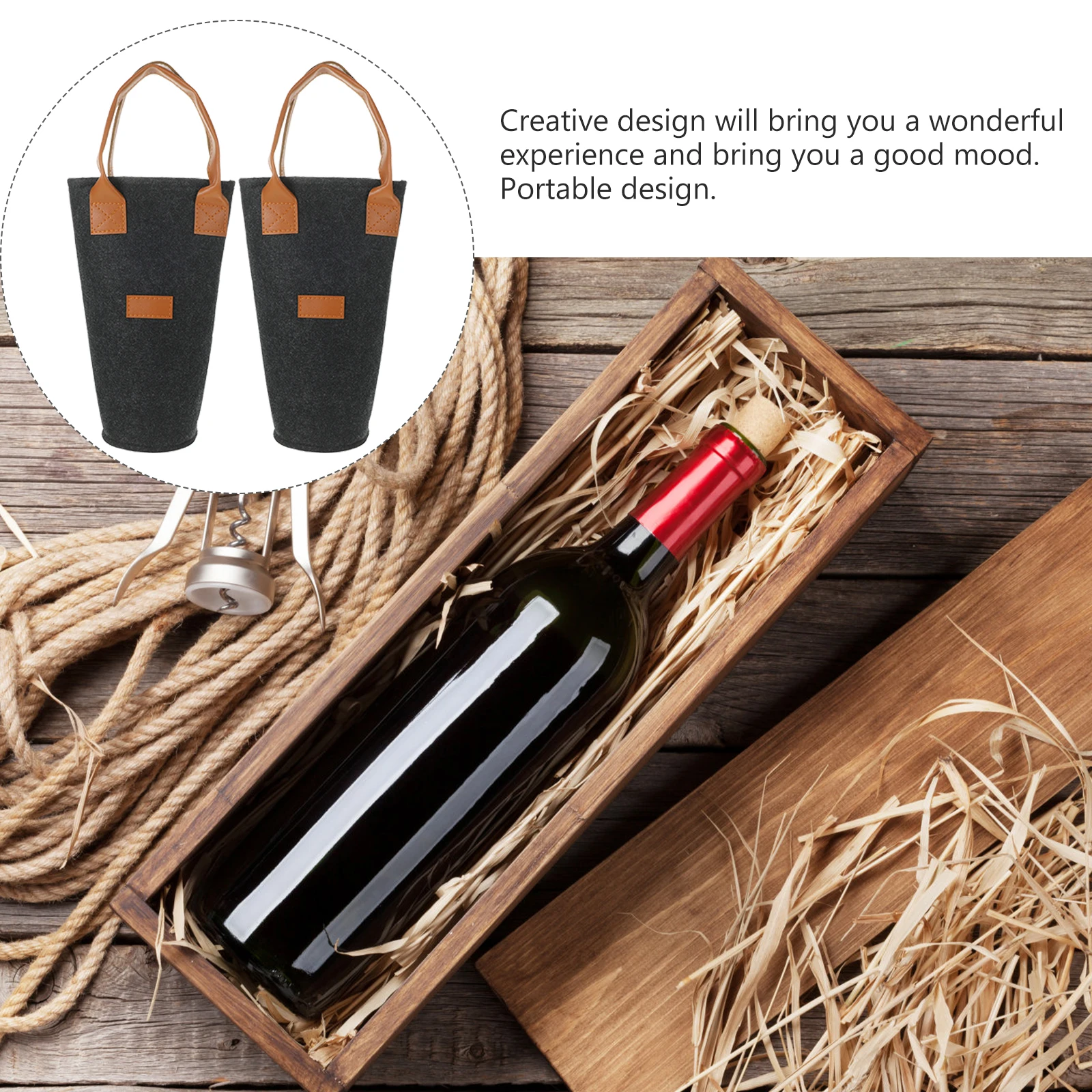 

2Pcs Felt Reusable Wine Gift Bags Wine Bottle Carrier Portable Handle Tote Bag Organizer for Party Holiday Travel