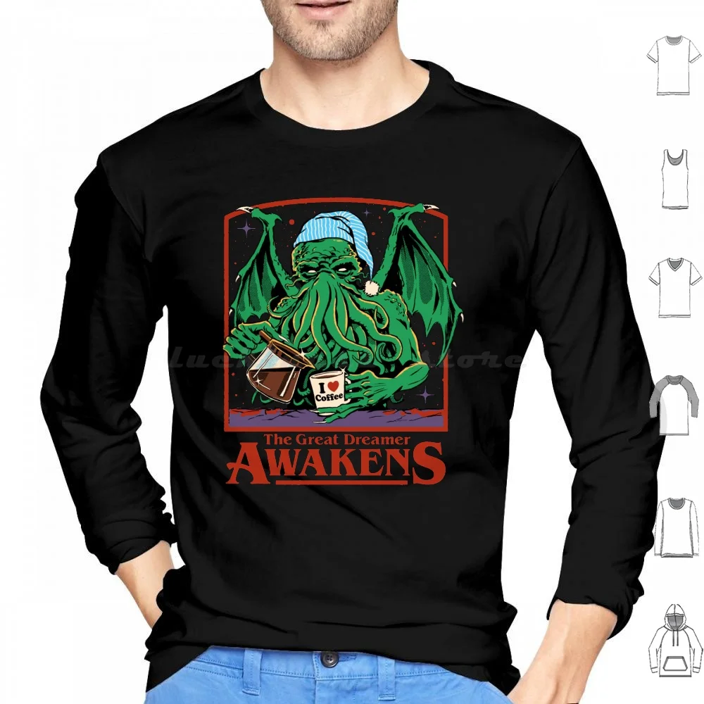 The Great Dreamer Hoodie cotton Long Sleeve Retro Vintage Horror Funny Coffee Nostalgia Cthulhu Ritual Sleep Monster Steven