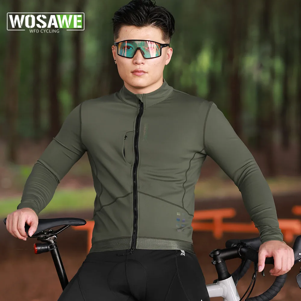 WOSAWE Men's Winter Cycling Bike Jackets Windproof Thermal Bicycle Clothing for Men Warm Fleece Road Bike Windbreaker