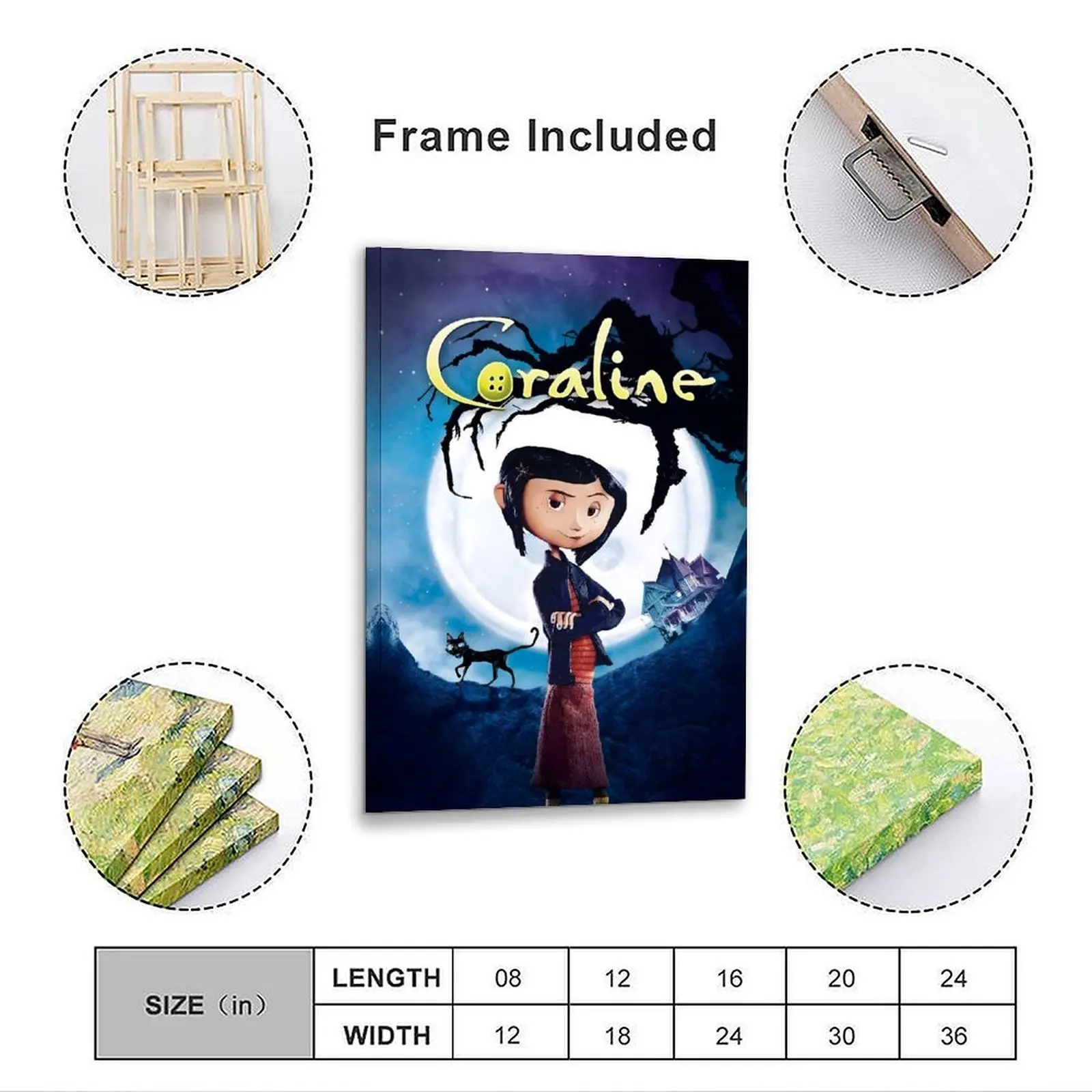Coraline Movie Poster Fantasy Aesthetic Canvas Wall Art Posters Painting Decoration for Home Bedroom Dorm Bathroom Decor Gift 12x18in - view 3