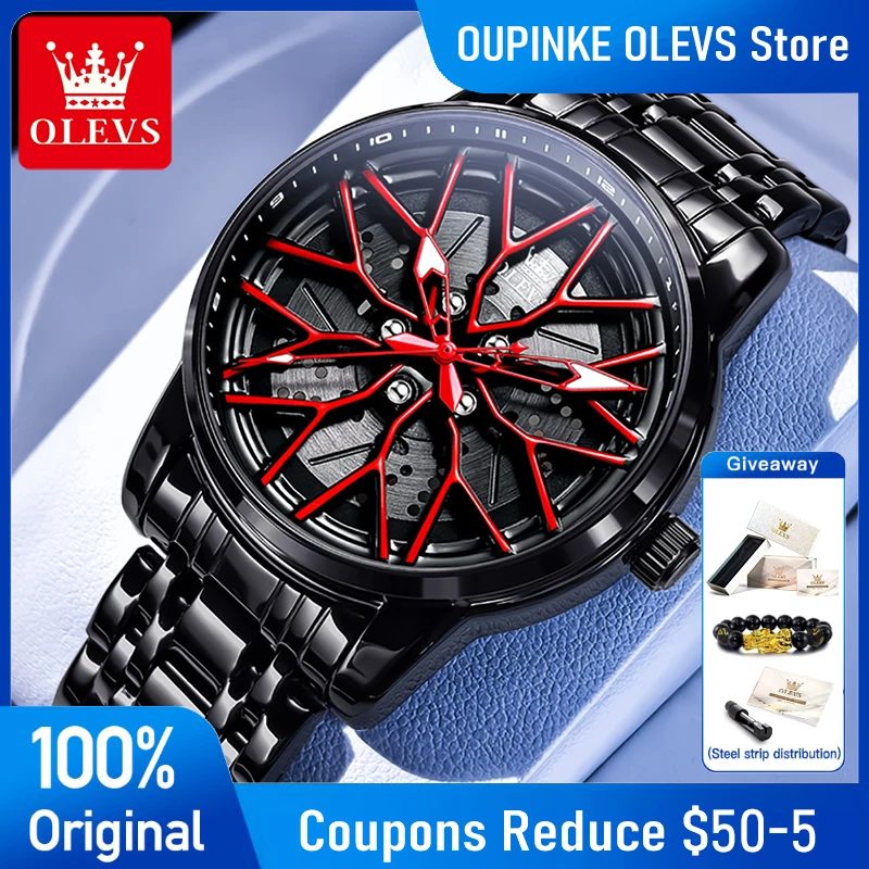 

Часы OLEVS, мужские 3701, новые высококачественные оригинальные мужские кварцевые часы с маховиком удачи, водонепроницаемые спортивные часы 30 м для мужчин, Reloj