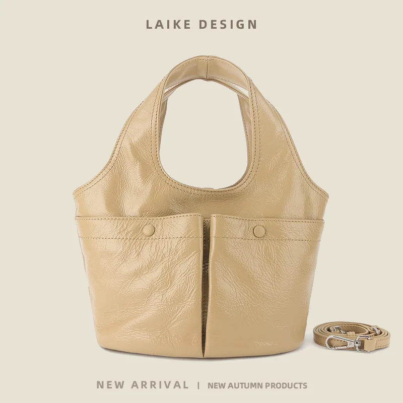 

Bag Women's 2025 New Folded Three-Pocket One-Shoulder Tote Korean One-Shoulder Underarm Commuter Leather Women's