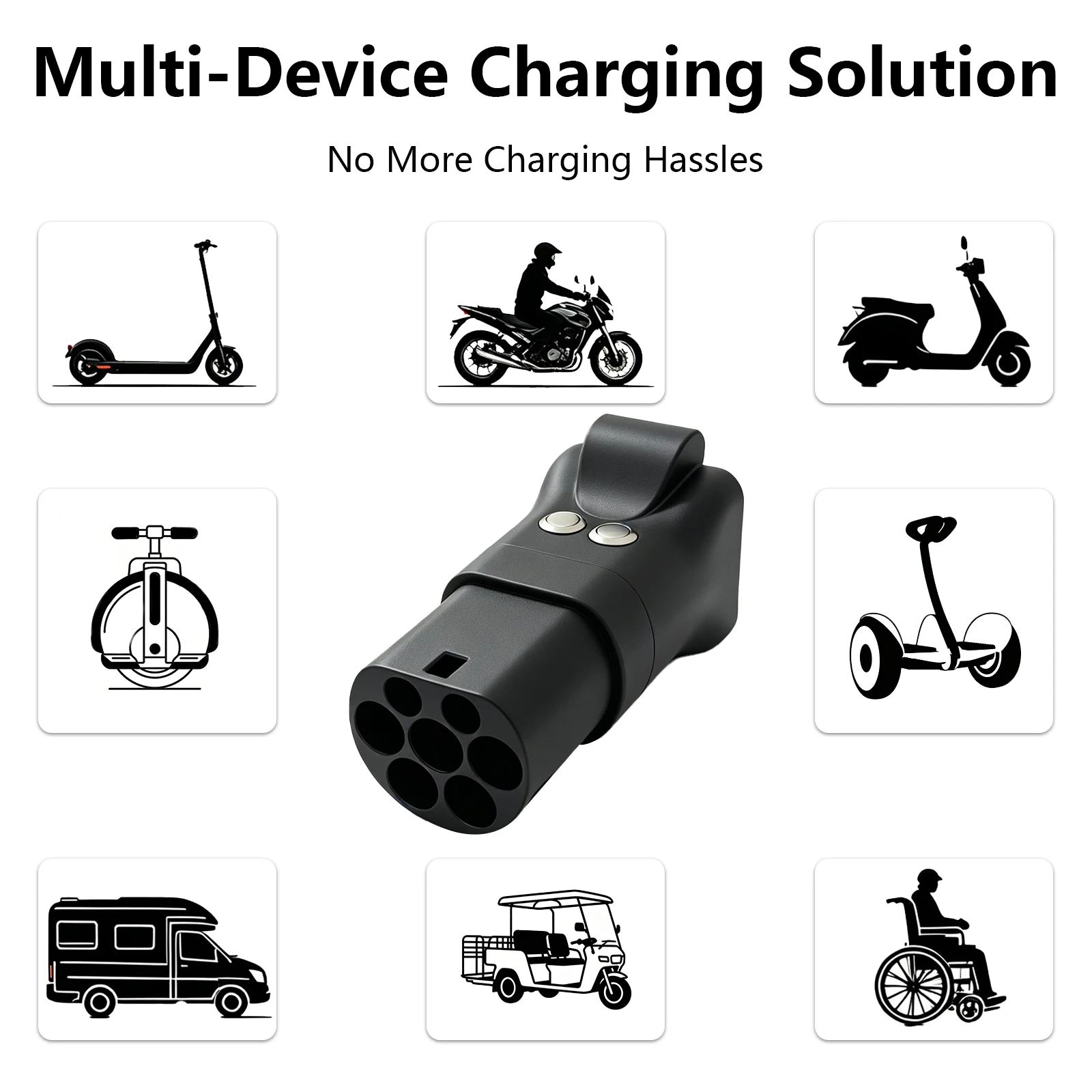 220V Typ 2 Stecker auf Schuko-Buchse mit Ausschaltknopf Zubehör-Verbinder für Typ2-Ladestationen E-Scooter-Aufladung – Detail 5