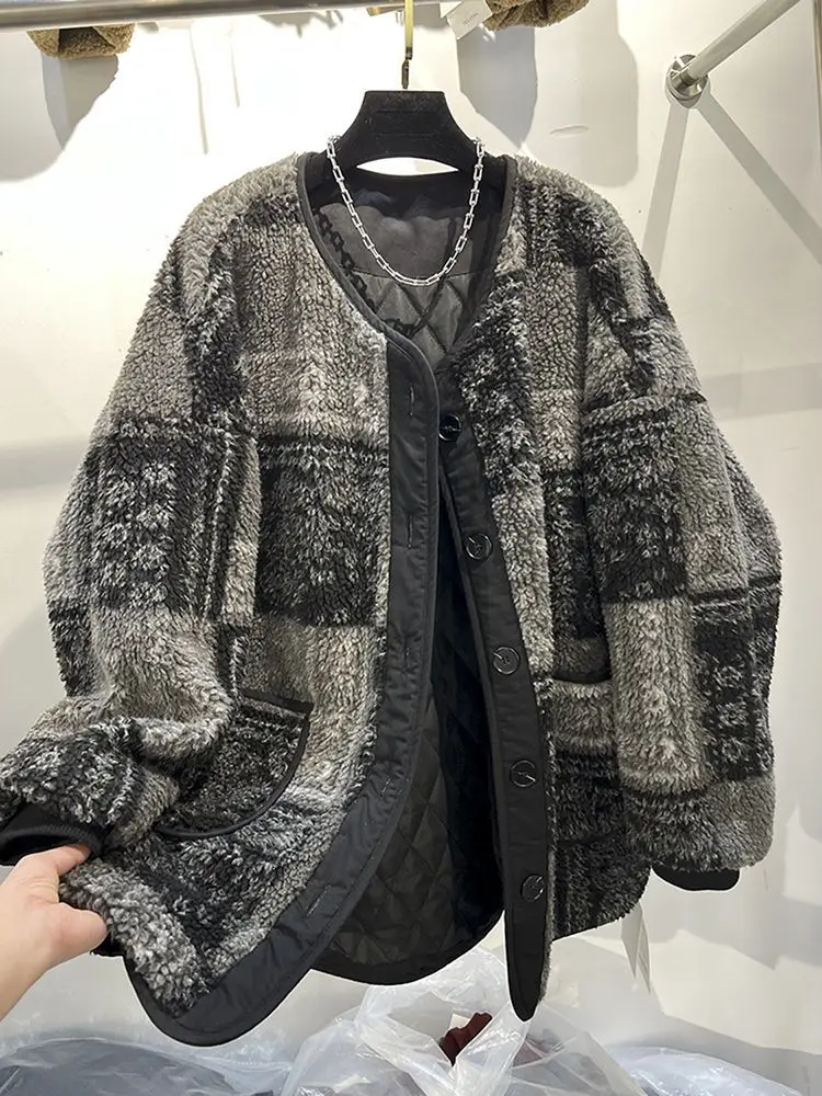 

Gagarich European Korean Retro Fur Coat Women Winter New Style Slimming Loose Relaxed Feeling Cotton Padded Thick Cotton Clothes