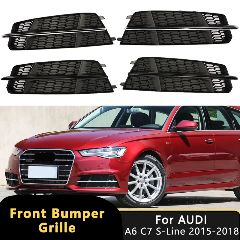 

Для AUDI A6 C7 S-Line 2015-2018 S6 Автомобильная противотуманная фара Гоночный гриль Сотовая сетка Шестигранная противотуманная фара Крышка решетки 4G0807681AN Аксессуары