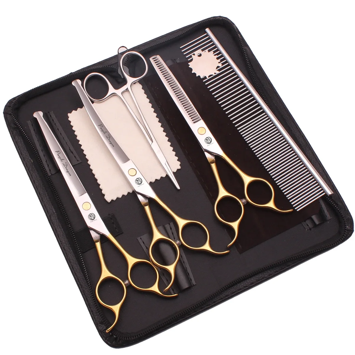 

7.0'' Professional Pet Grooming Safety Scissors Hair Cutting Thinning Comb Hemostatic Forceps Japan 440C Set Dog Cat Salon Z3099