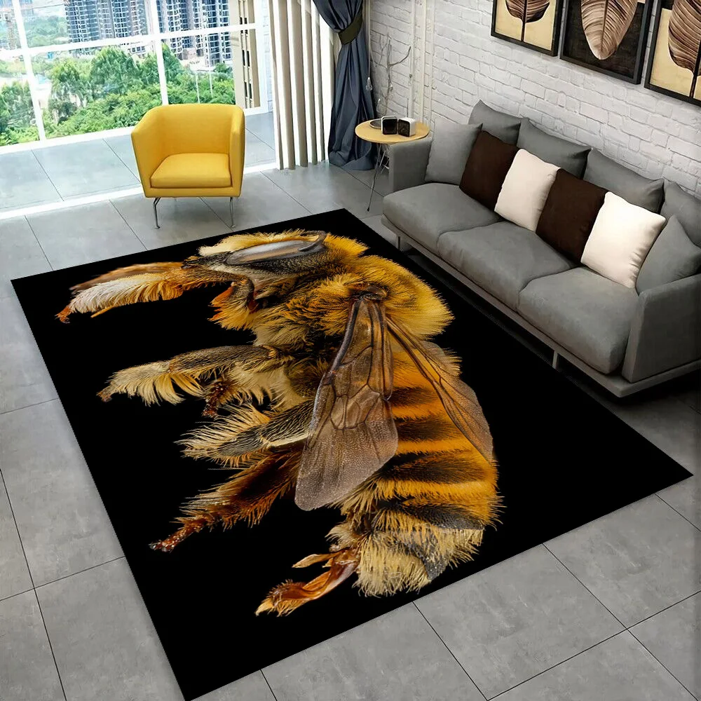 3D Honey Bee Insect Cartoon Area Rug,Carpet Rug for Home Living Room Bedroom Sofa Doormat Decor,kid Play Non-slip Floor Mat Gift