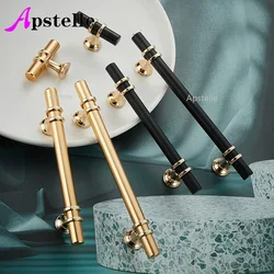 Apstelle Black Gold Solid Cupboard Drawer Handle Kitchen Cabinet Pull T Bar Furniture Dresser Handle Zinc Alloy Jewelry Box Knob