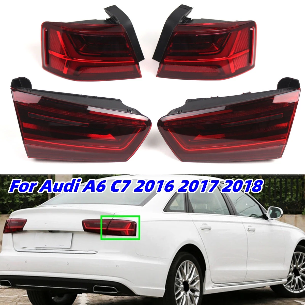 

Pop Pop LED Car Tail Light Break Light For Audi A6 C7 Sedan 2016 2017 2018 Rear Turn Signal Lamp Driving Light