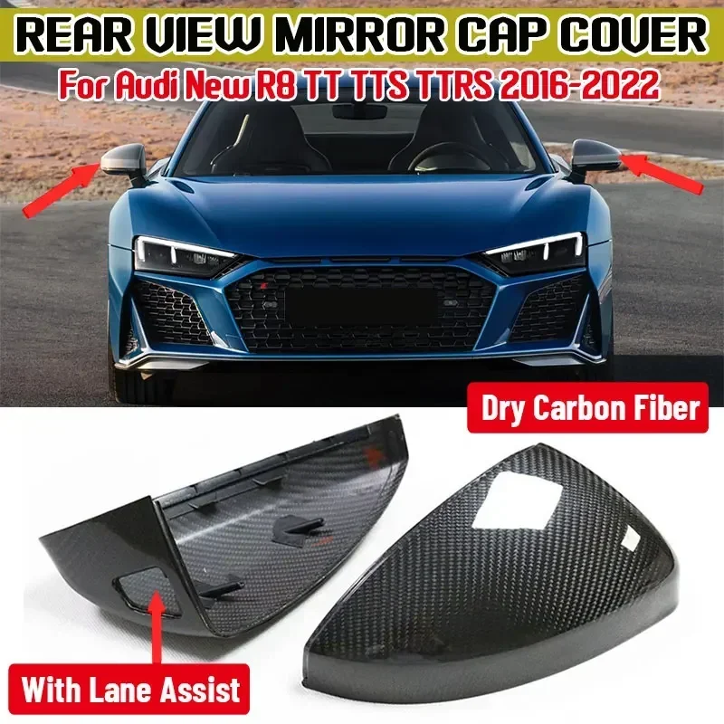 

Full Dry Carbon Fiber Car Side Mirror Cover Replacement RearView Mirror Cover OEM Style Cap For Audi R8 TT TTS TTRS 2016-2022