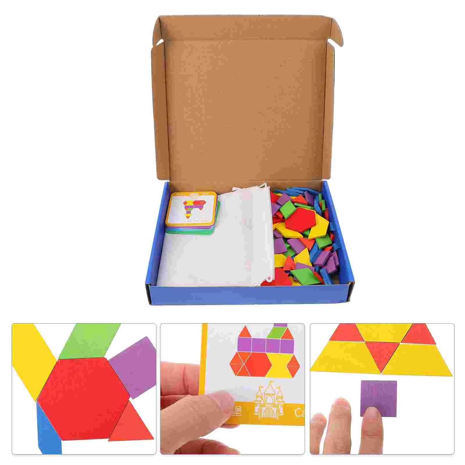 155 PCS Tangram Shape Recognition Toy Kids Toddler Toys Cartoon Blocks Jigsaw Wooden Educational Baby