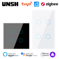 1 2 3 4 gang Tuya ZigBee Smart Light 2-way Control Touch Wall Switch With/No Neutral Wire Smart Life Via Alexa Google Home Alice