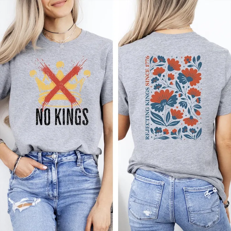 Nope Kings Protest Crown 2 Sided Political Anti Maga Cotton Shirts Regular Short Sleeve Printed T-shirt Tee New Style Streetwear