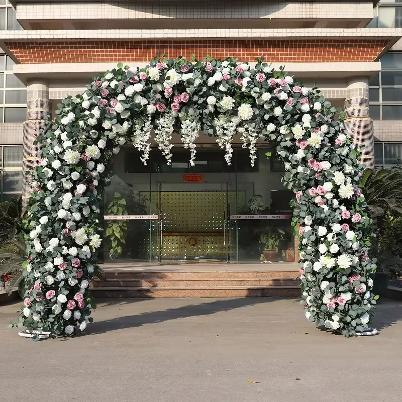 Wholesale Wedding Arch White Rose Wedding Decoration Flowers Silk Arch Backdrop Artificial Flower for Wedding Decoration
