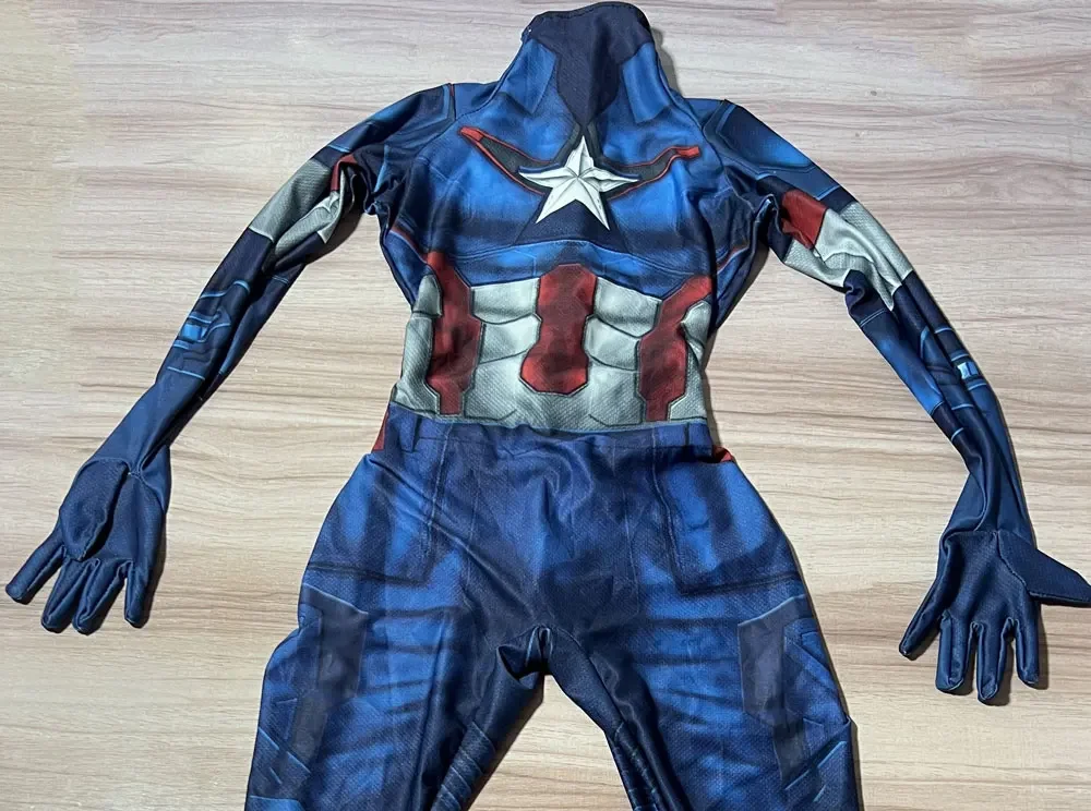 ผู้ใหญ่เด็ก Captain America ชุดคอสเพลย์ผู้หญิงปาร์ตี้ฮาโลวีนหญิงสาวผู้หญิง Jumpsuits Superhero Zentai Bodysuit