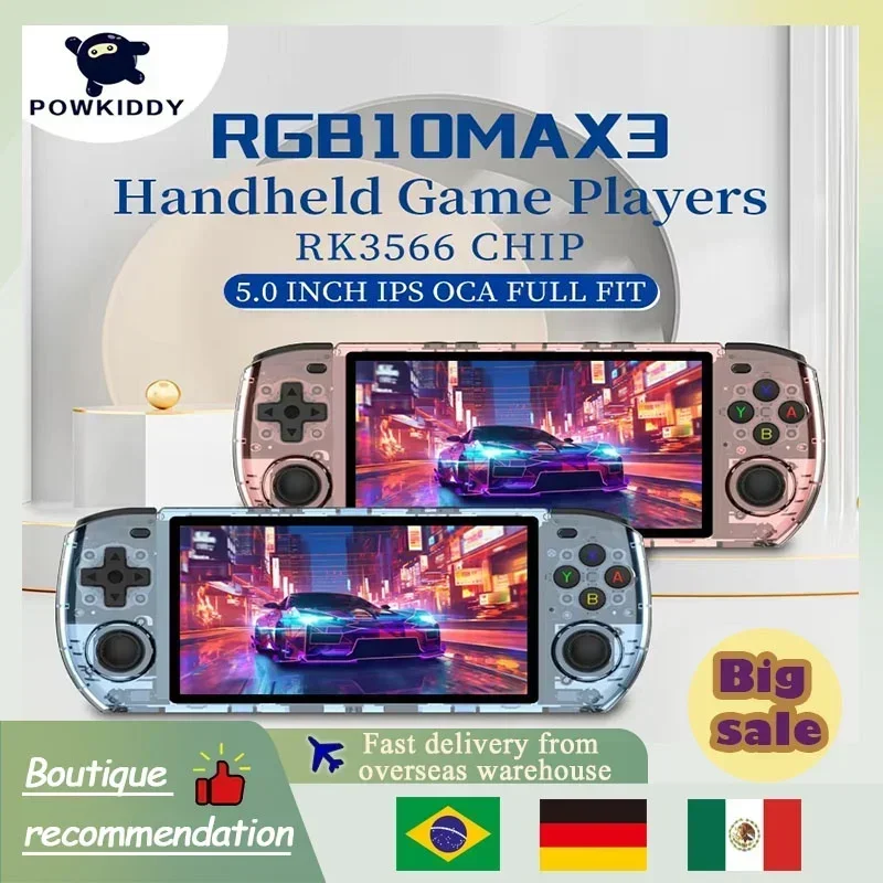 POWKIDDY RGB10MAX3 Handheld Game Console Video Game Consoles RK3566 5-Inch 1280*720 Ips Screen Retro Open-Source Retro Gaming