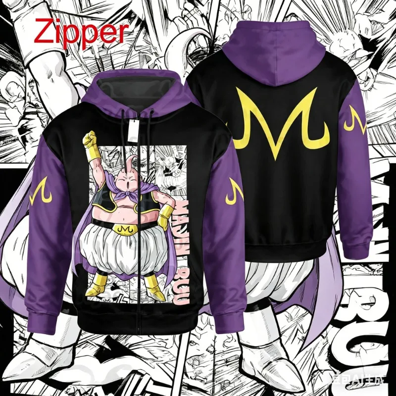 

Новая модная толстовка на молнии с капюшоном в японском аниме-стиле Dragon Ball Majin Buu для мужчин, женщин и детей, коллекция 2026 года
