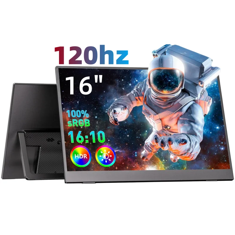 16-inch Portable Gaming Screen | 100% SRGB Color Gamut, 120Hz Refresh Rate | Equipped with Type-C Interfaces, Works with
