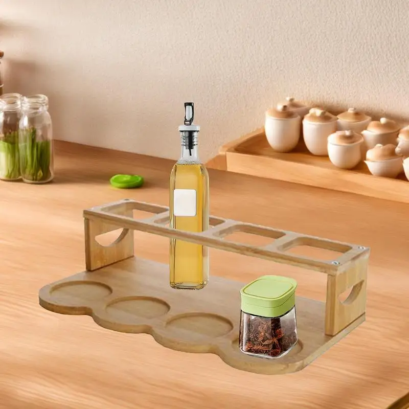 

Kitchen Oil Bottle Rack 2 Tier Kitchen Counter Oil Bottle Storage Shelf Wooden Kitchen Bottle Organizer Oil Vinegar Bottle