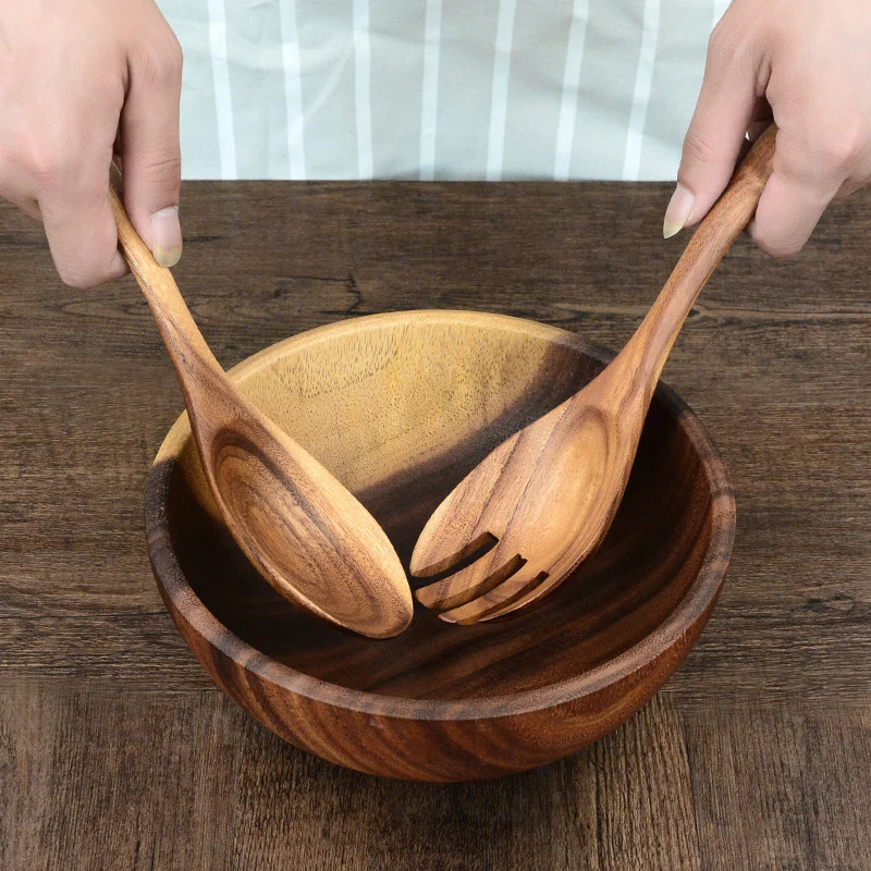 Japanese Acacia Wood Cooking Spoon Fork Sets Salad Spoon Noodle Tablespoon Kitchen Cooking Appliances Wooden Tableware