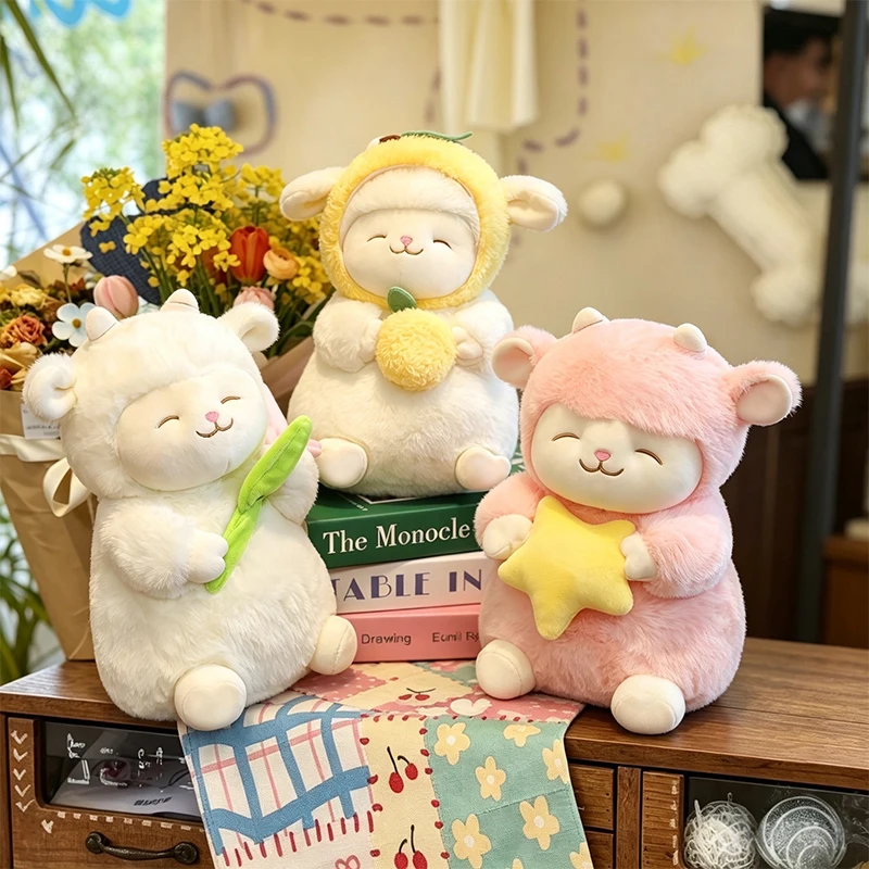 Cute Fruit Sheep Plush Doll Lemon Star Cherry Lamb Stuffed Toy Soft Fluffy Animal Pillow Kids Bedroom Decoration Birthday Gift view 3