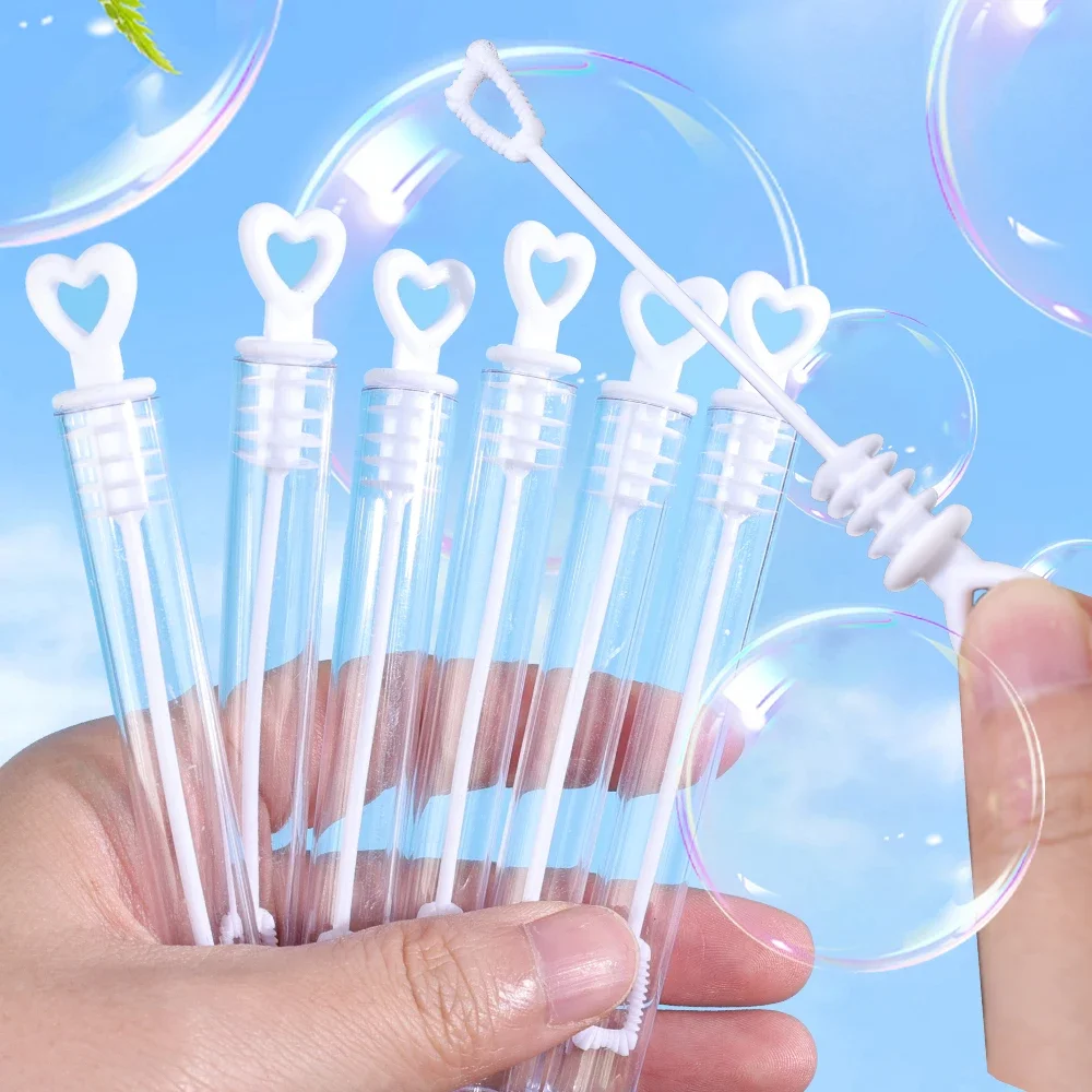 100/10Pcs Mini Bubble Tube Soap Bottle Transparent Love Heart Empty Bubbles Wand Baby Shower Birthday Wedding Party Decor Favors
