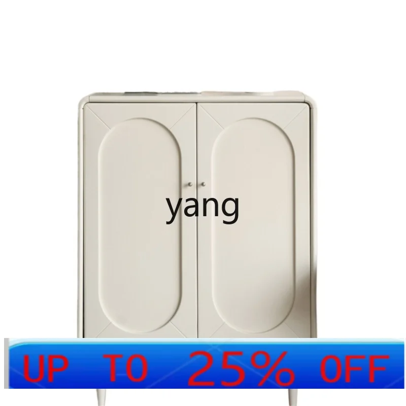 

LMM Solid Wood Shoe Cabinet Household Large Capacity White Storage Cabinet Small Apartment Cream Style Entrance Cabinet