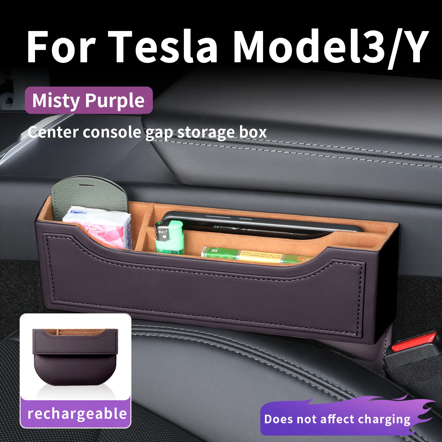 For Tesla Model 3 (24-) Model Y (25-) Model YL (25-) Car Center console gap storage box Pocket Multifunction Holder Accessories