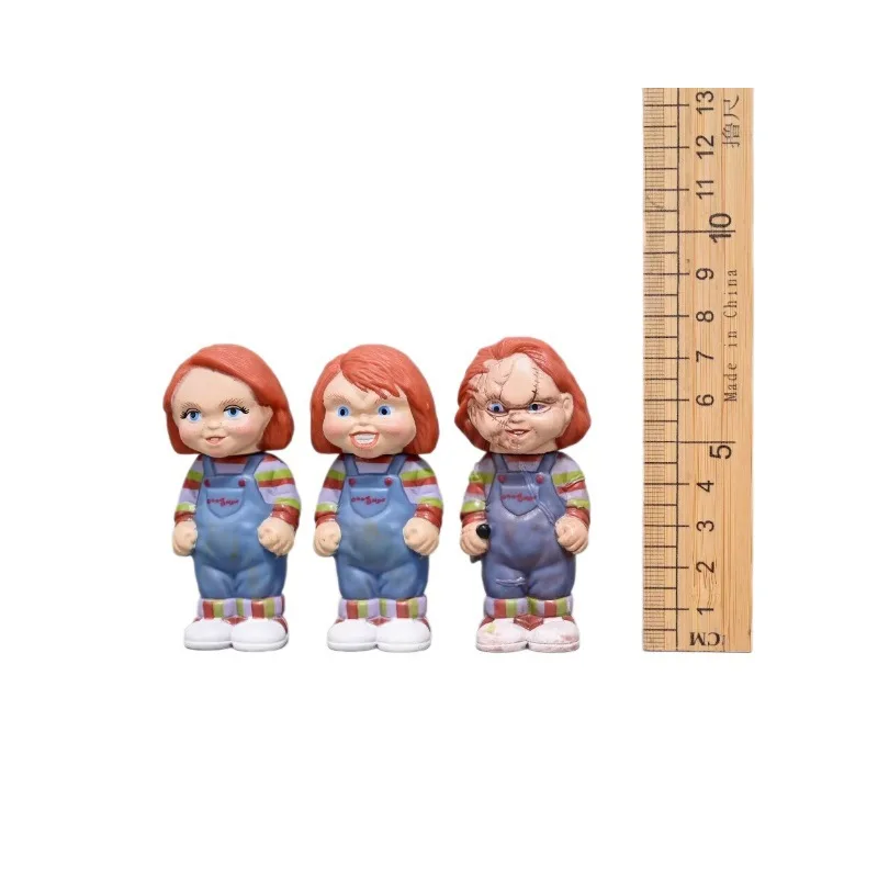 3個セット 映画の小道具 チャッキー ホラー スリラー 3種類のスタイル 立っているフィギュア 箱入り アクションフィギュア コレクタブルトイ デスクトップオーナメント モデル ギフト