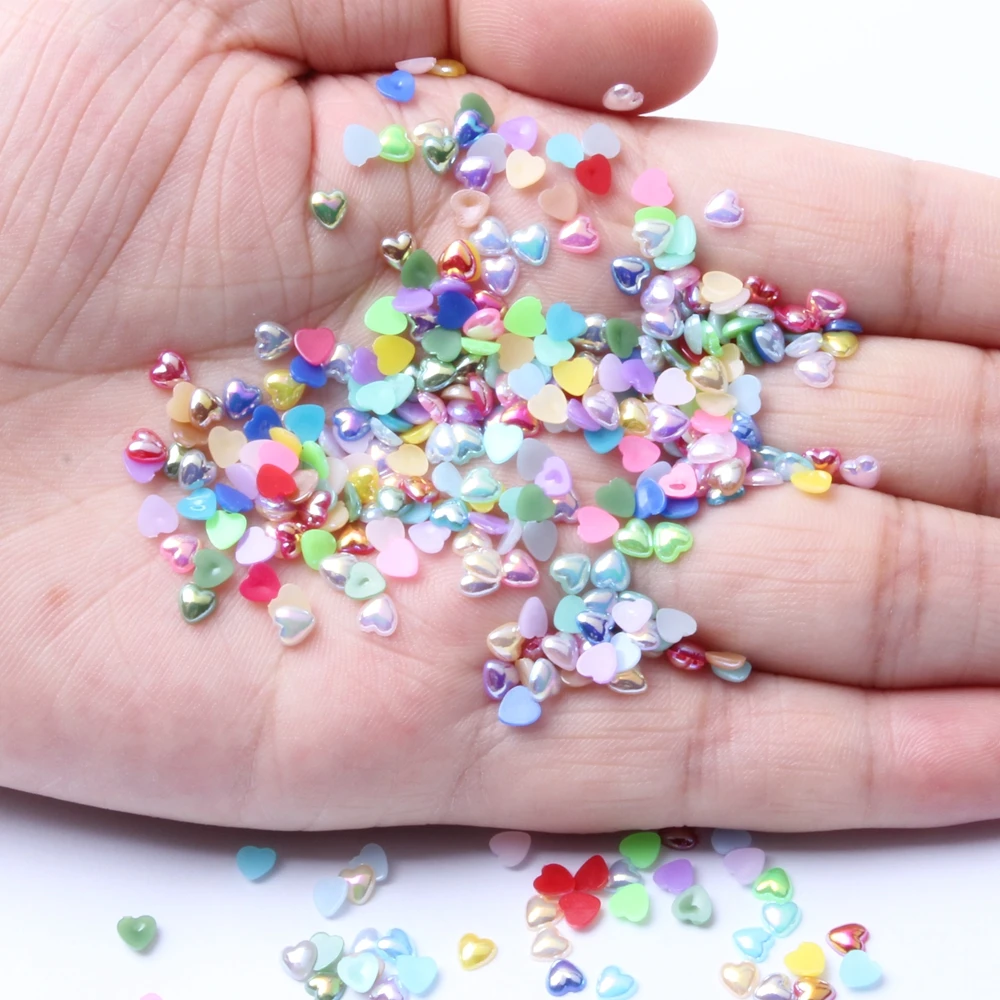 

Half Pearls Flatback Imitation Heart Nail Pearl 6mm 5000pcs Glue On Resin Pearls AB Colors Handmade DIY Nail Decoration