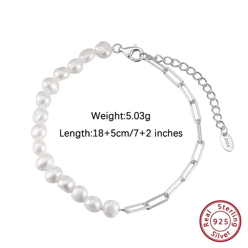 ORSA JEWELS Halskette mit natürlichen Perlen und Perlen aus 925er-Sterlingsilber, Büroklammerkette, Hochzeit, Party, modischer Perlenschmuck GPN 13