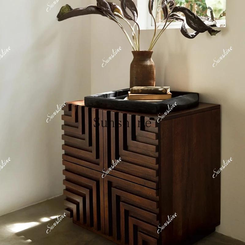 French retro solid wood creative storage high cabinet simple household goods  FT