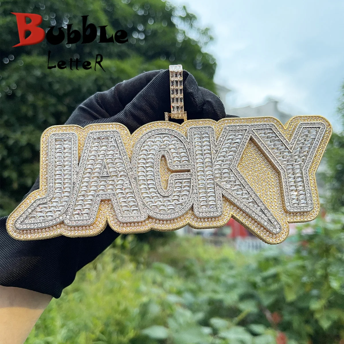 Bubble Letter Customized Name Necklace for Men Iced Out Pendant Real Gold Plated Hip Hop Jewelry 2022 Trend