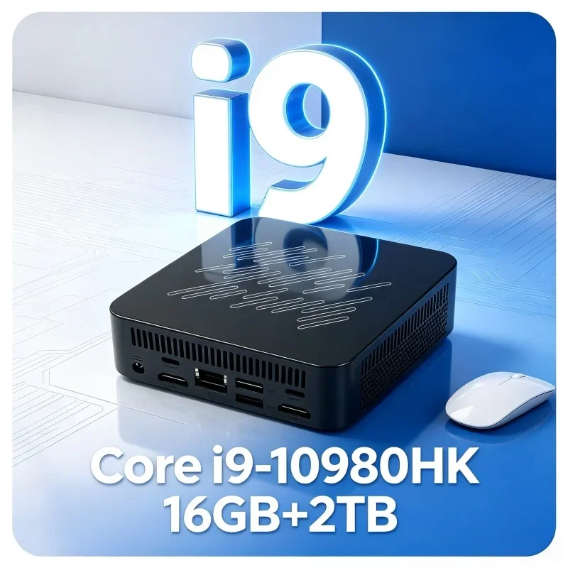 4K Gaming Office Home Desktop Computer Linear‑Stripe Pattern Mini PC High Performance Intel Core i9 10980HK 32GB RAM 1TB SSD