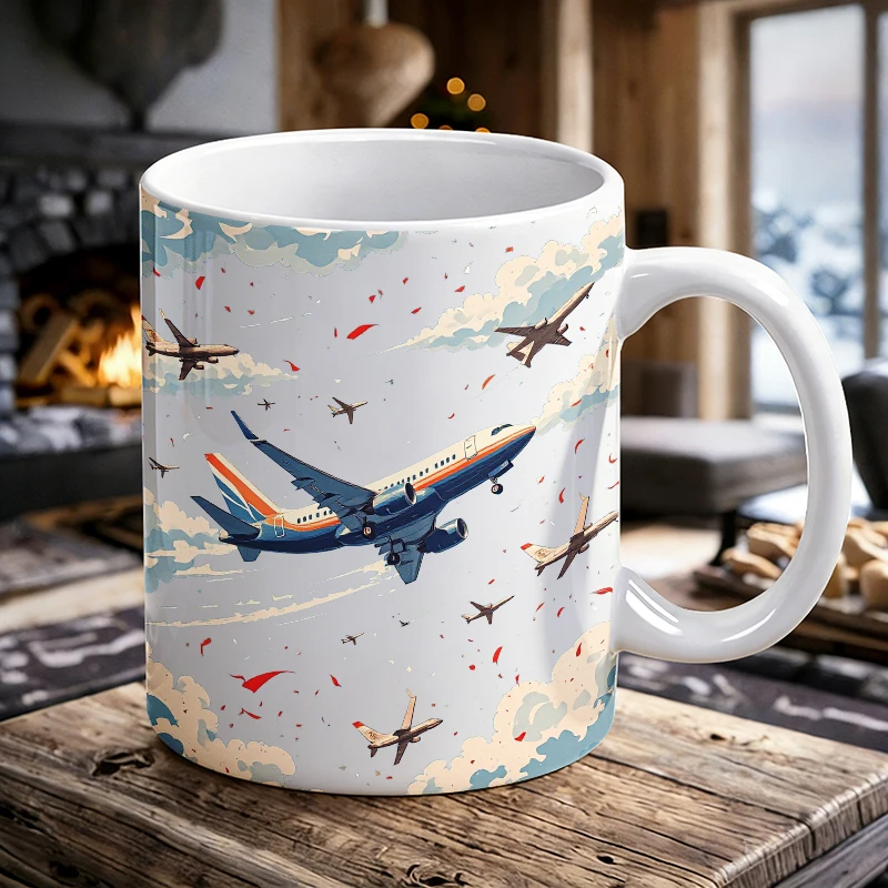 

Cup & Mug Set, Sky Airplane Print Ceramic Mug, Coffee Cup, Milk Cup,Office Tea Cup,Drinking Cup, Gift for Friends,Fade-Resistant